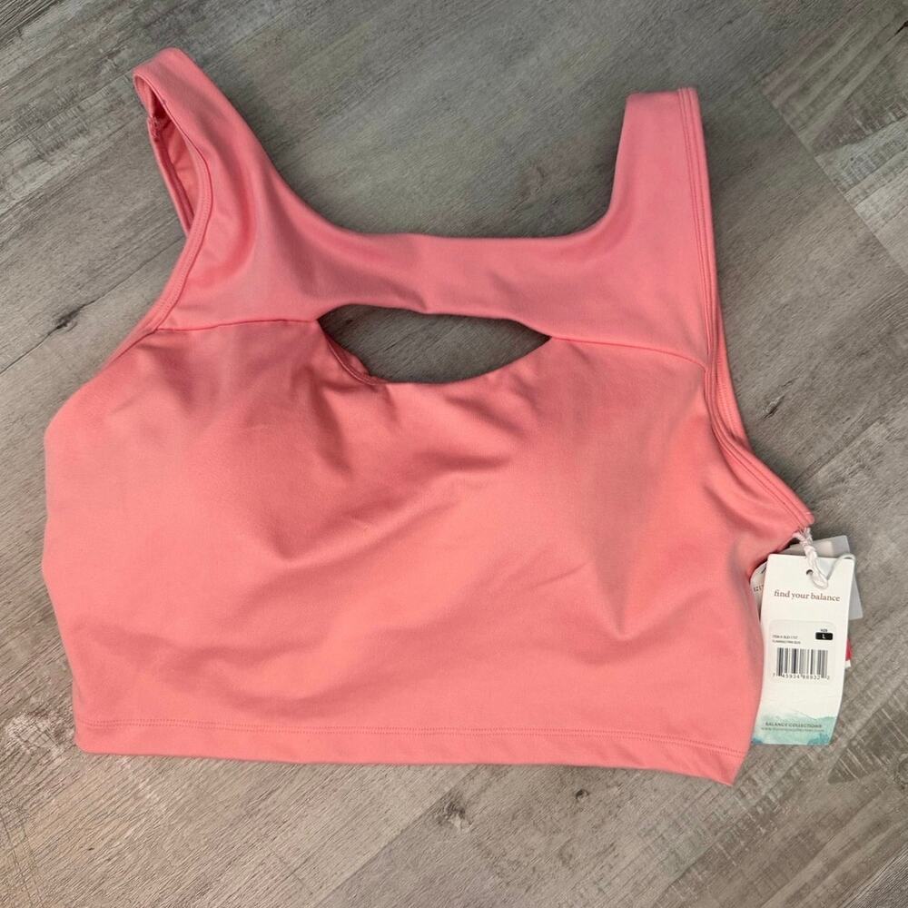 NWT Flamingo Pink Sports Bra Size Large Balance Collection